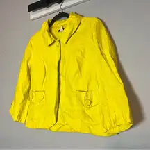 J. Crew 60s Vintage Style Jacket Chartreuse Lime Green Yellow Linen Size 8 Flaw