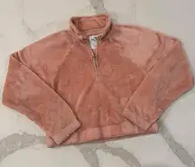 Hollister Half Zip Cropped Pullover Sweater Women's Small Fleece Pink Coquette