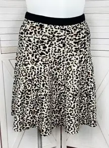 The Limited Cheetah Print Sweater Knit Skater Skirt Tan Black XL
