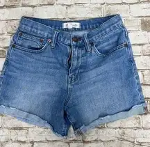 Madewell Shorts Women's 24 Denim Cuffed Short Mid Rise Medium Wash Blue Jean