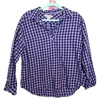 Tommy Bahama Check Purple Button Down Shirt Flannel large