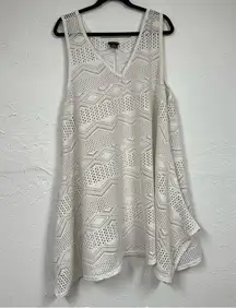 City Chic Crochet Open Knit Swimsuit Coverup Womens 22 Mini Dress Sheer Beachy