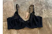 Skims Stretch Lace Underwire Scoop Bra Size 46DDD Onyx