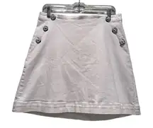 1901 White Nautical Preppy Mini Skirt Cotton Size 10 Petite Anchor Cottagecore