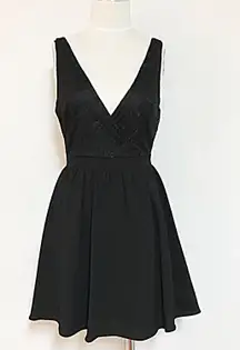 Low Cut Lace Black Formal Open Back Dress