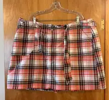 Lane Bryant Plaid Skort With Waist Tie Belt Women’s Size 26