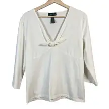 Lauren Ralph Lauren Kauai Tie Top Blouse Ivory White Size Large Resortwear Shirt