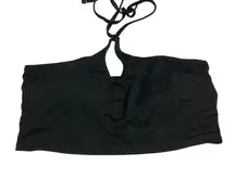 Aerie Bikini Top Bandeau Shelf Bra Halter Textured Wavy Removable Cups Black L