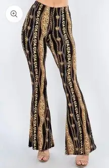 Chain print high waisted flared pants