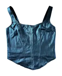 Hollister Black Faux Leather Corset Top Tank Style Square Neck Bustier Small
