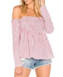 REVOLVE L'Academie Erin Top in Red & White Stripe Size Small