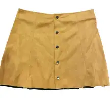 Faux Suede Fall Mini Skirt Button Down A Line Western‎ Brown Camel