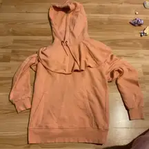 Ulla Johnson Women's Sweatshirt Orange Lolla Cotton Hoodie Ruffled Pullover‎