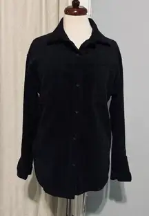 Ashley by 26 International Outerwear Women Black Courduroy Collared Shacket M