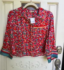 Free People Intimately Pillow‎ Talk Poppy Button Down Sleep Top Size Small NWT