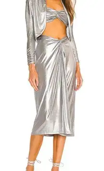 X REVOLVE Knotted Skirt in Silver