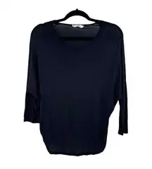 Vince Top Womens Small 3/4 Dolman Sleeve Tee Navy Blue High Low Casual