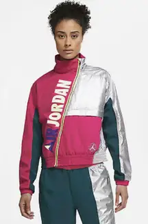 Med  Women’s Jordan Winter Utility Jacket Pink Teal Silver Bomber CW6497-674