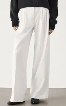 NWT Massimo Dutti Wide Leg Trousers Pleated‎ Front In Cream Size 12