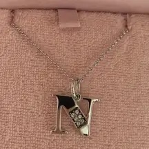 Rare Retro Juicy Couture Pam & Gela Silver “N” Initial Charm Wish Necklace New