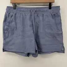 Avalance Women L Walking Hiking 4" Inseam Shorts Blue Zipped Pockets Lightweight