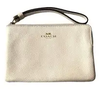 Coach  Corner Zip Leather Wallet Wristlet Ivory