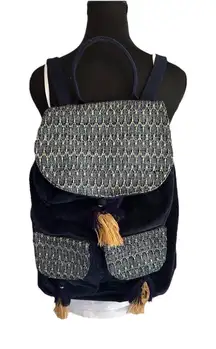 World Market Royal Blue Velvet Boho Hippie Backpack