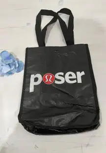 Lululemon Poser‎ Tote Bag Reusable Shopping Bag Black Logo