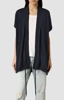 All Saints Cardigan Blue SS Short Sleeve Sweater Top Small