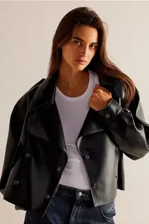 Free people Alexis cropped vegan leather jacket Red