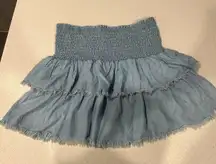 Aerie Rock 'n' Ruffle Tiered Ruffle Blue Mini Skirt