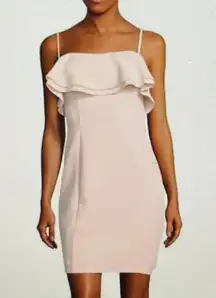 Paris Blush Pink Bodycon Ruffle Spaghetti Straps Dress, size 2