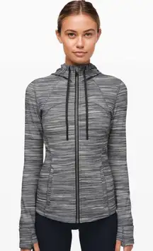 Lululemon Women’s‎ 6 Hoodie Define Jacket Heathered Black White Full Zip Sporty