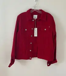 NWT AG Adriano Goldschmied Red Denim Jean Jacket Size L
