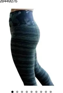 Lululemon butterfly and striped Olive green and black leggings size 4