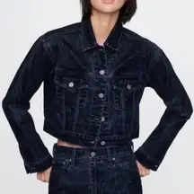 Gap Velvet Cropped Icon Denim Jacket (Size S) NWT - MSRP $128