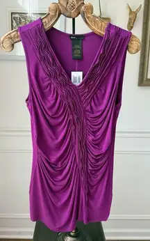 NWT Grace Elements Wild Plum Ruffle Ruched Tank Top L