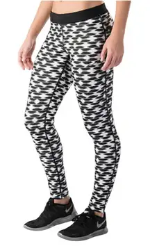 Nike Dri-FIT Relay Tights Womens Medium Black White Patterned Athletic Leggings