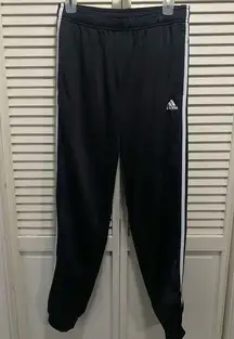 Women's Size M Black/White‎ 3 Stripe Jogger Pants Drawstring Pockets Logo