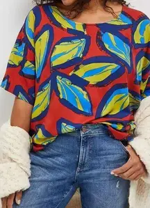 Anthropologie Corey Lynn Calter Rhea Blouse Size Small Red Maize Blue $158‎