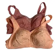 Casual Comfort Women's Floral Print Wireless Bras Set of 2 Size 42/95 XL