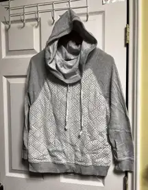 025-006 Miss Chievous Hoodie Womens M Gray‎ Lace Crochet Over Front Casual