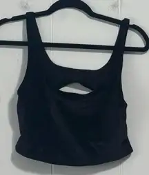 Athleta Black Velour Cut Out Sports Bra Medium
