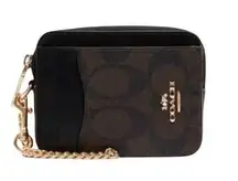 Coach NWT  Zip Card Case In Signature Canvas