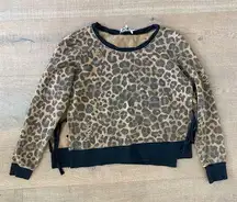 Pam & Gela  cheetah leopard print side tie sweatshirt pullover