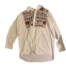 Quacker‎ Factory Women's 2XL Blouse Americana Design Multicolor