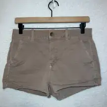 AE Tan Super Stretch Hi Rise Shortie Khaki Shorts