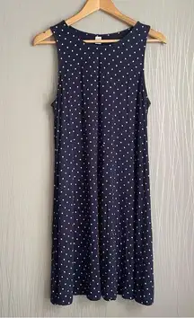 Old Navy Sleeveless Dress Navy Blue White Polka Dots Swing Womens size Large