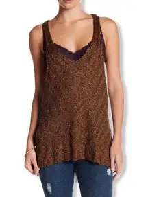 Free People Brown Chevron Sweater Knit Tank Top size XS