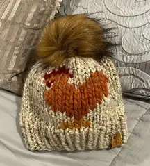 Chicken handmade merino wool knitted beanie faux fur Pom Pom stocking cap